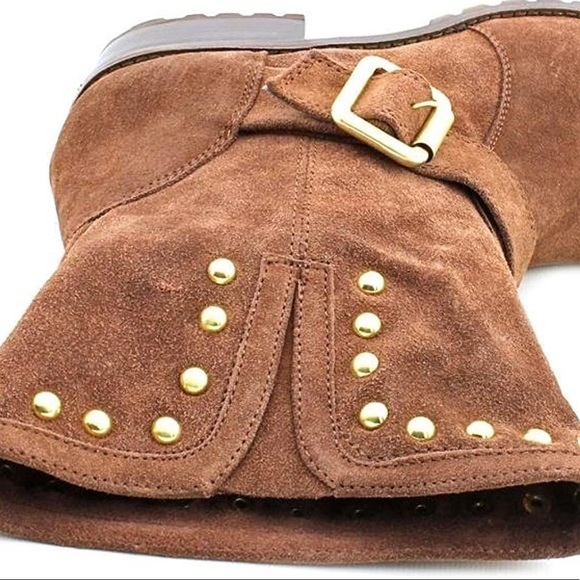 INC Moto Henri suede stud boots in nutmeg New - Picture 12 of 14